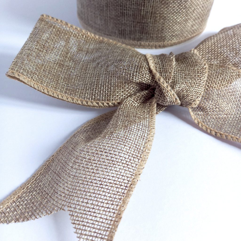 Hessian Style Wired Ribbon - 4 Colours