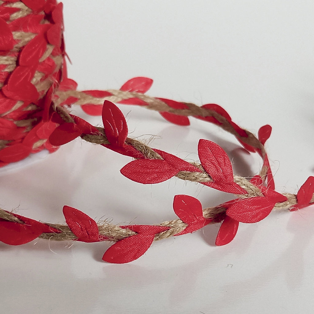 Hessian Cord with Red Leaves