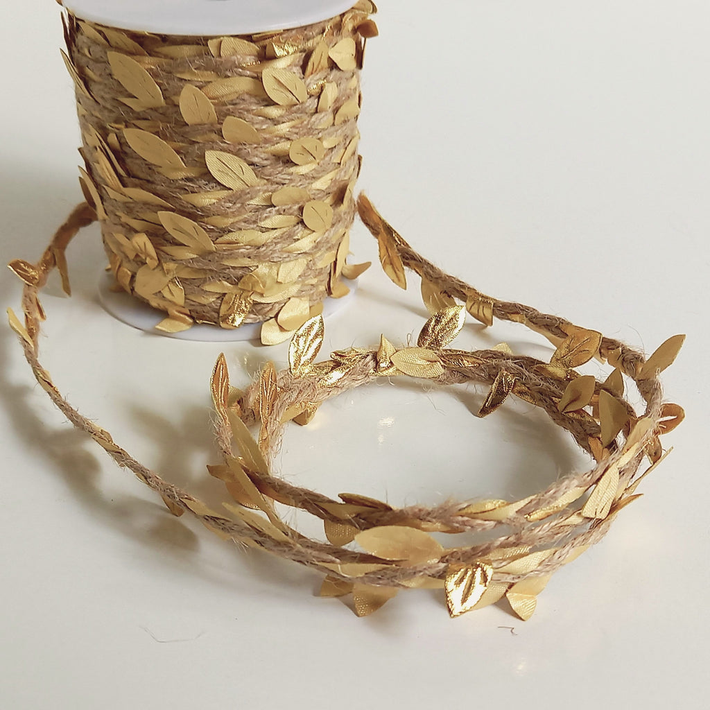 Hessian Cord with Gold Leaves