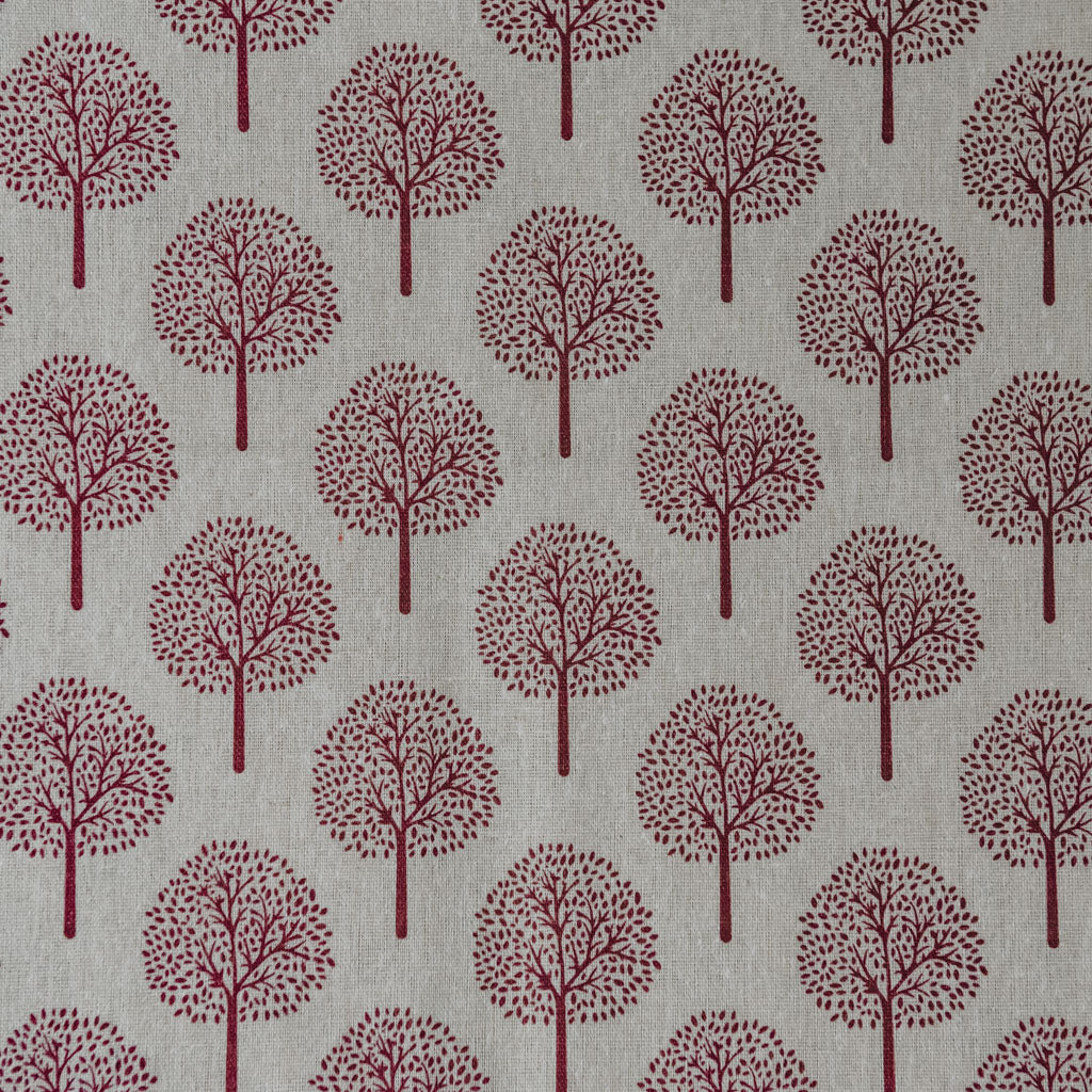 Wine Red Tree Print on Cotton & Linen Light Canvas
