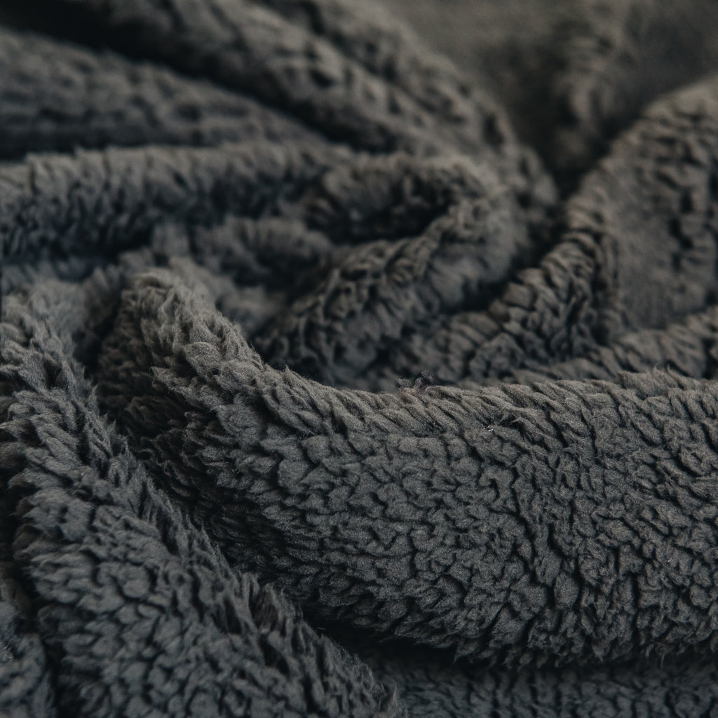 Sherpa Fleece Fabric - Dark Grey