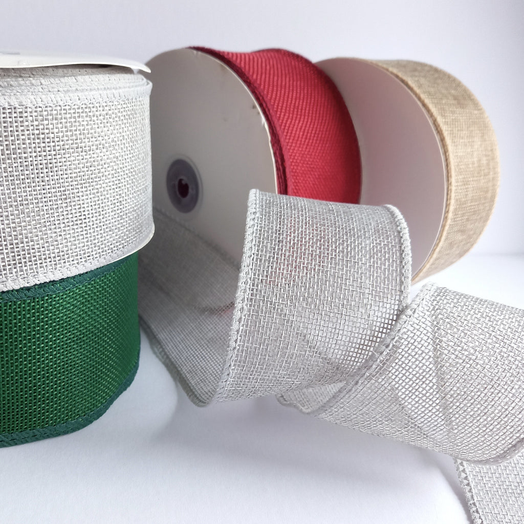 Hessian Style Wired Ribbon - 4 Colours