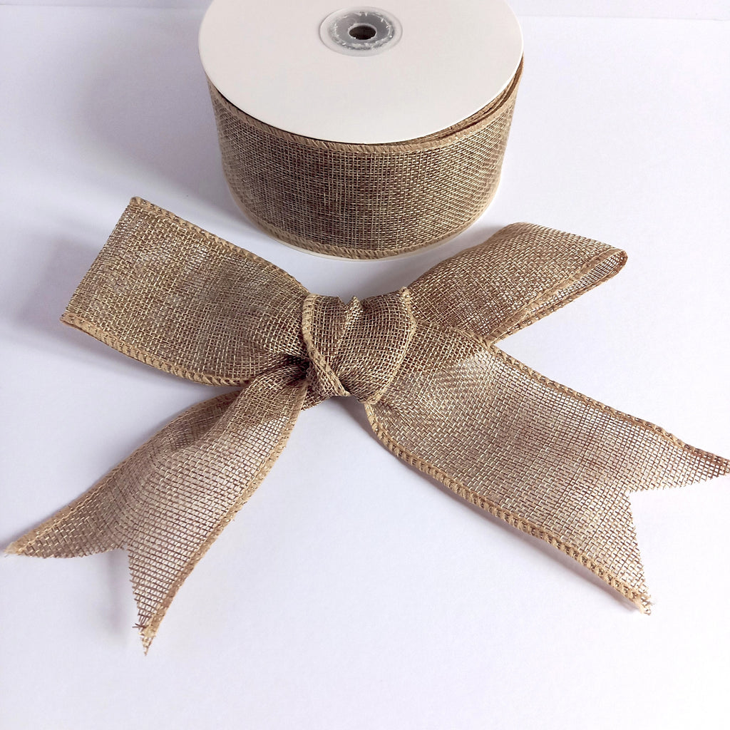 Hessian Style Wired Ribbon - 4 Colours