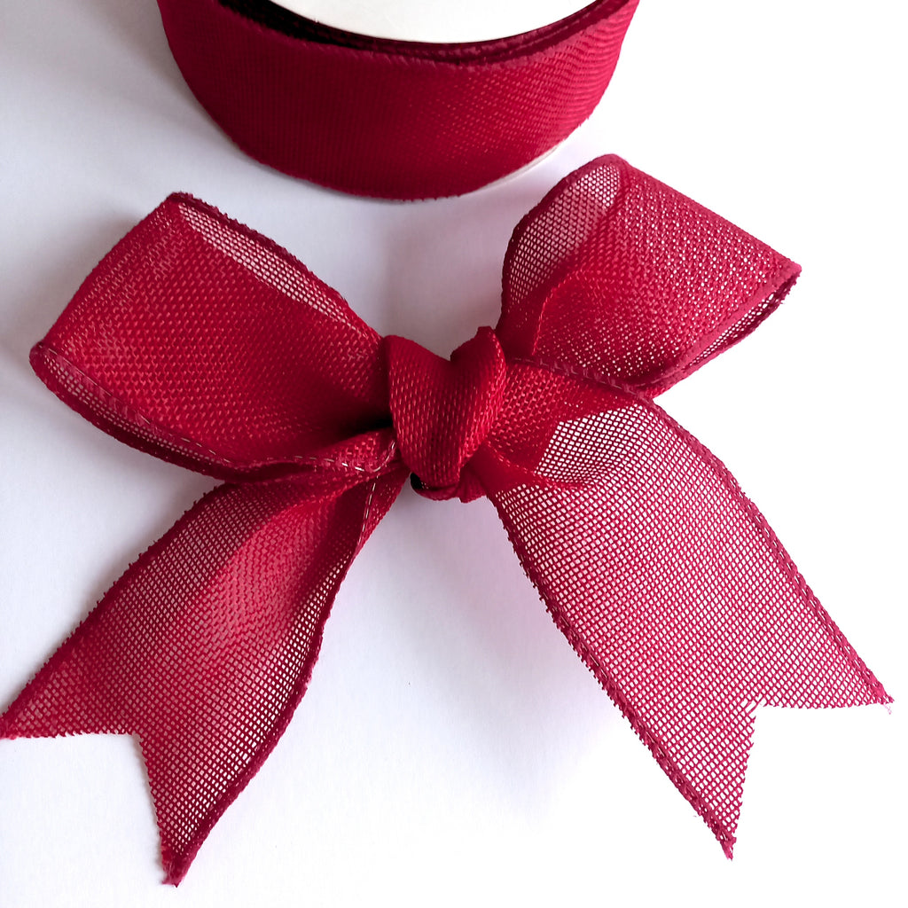 Hessian Style Wired Ribbon - 4 Colours