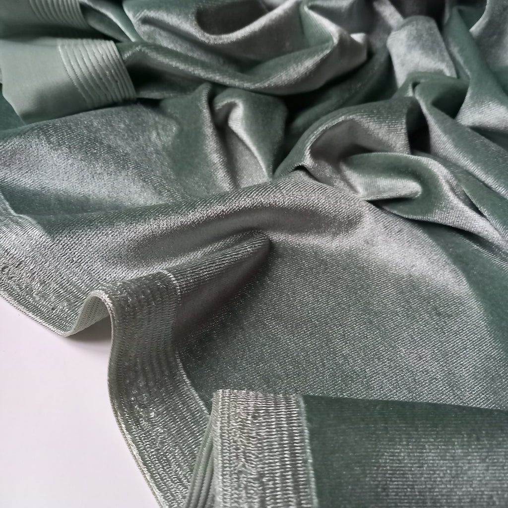Sage Green Soft Stretch Velvet Dress Fabric - Rich Knitted Velour