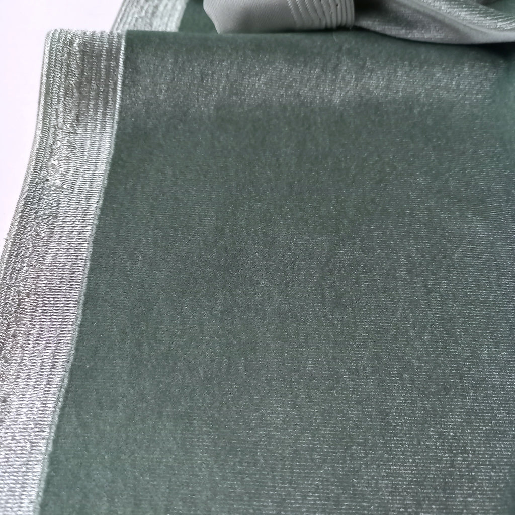 Sage Green Soft Stretch Velvet Dress Fabric - Rich Knitted Velour