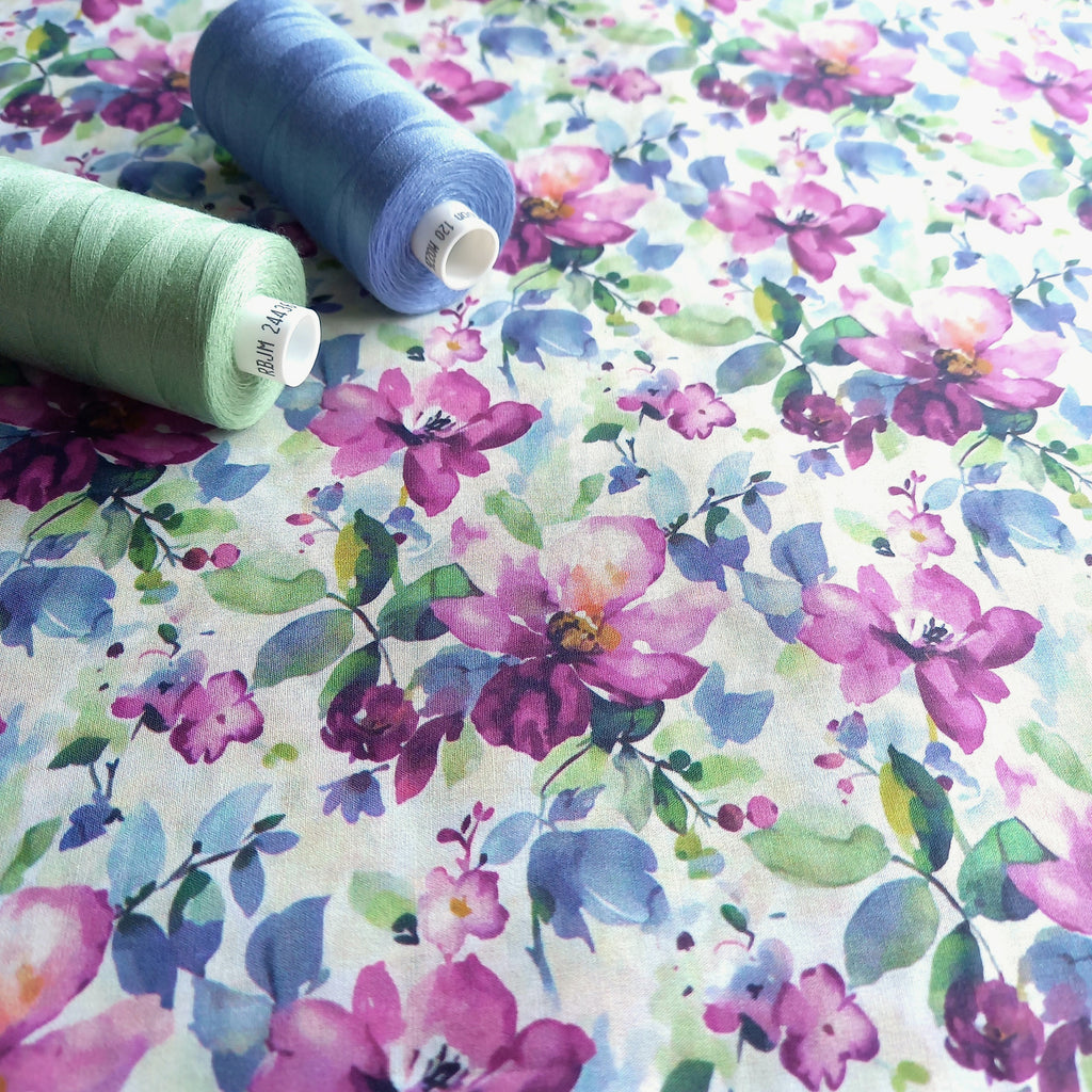 Spring Floral Lawn Purple & Green