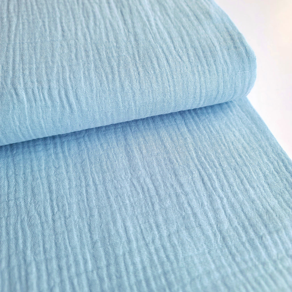 Sky Blue Double Gauze 100% Cotton Fabric
