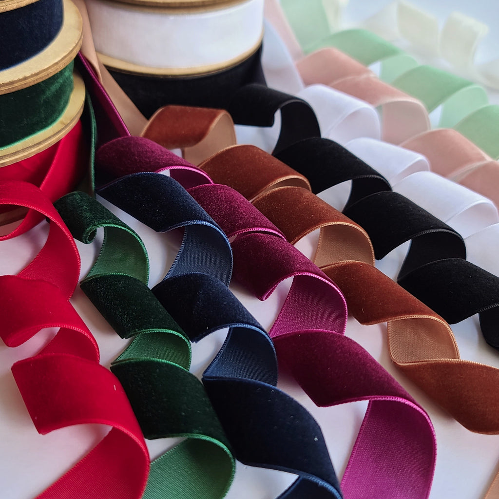 Velvet Ribbon 25mm Wide - 8 Colours