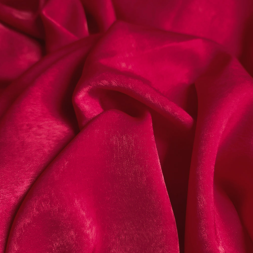 Claret Deep Red Silky Velvet Touch Satin Crepe Fabric