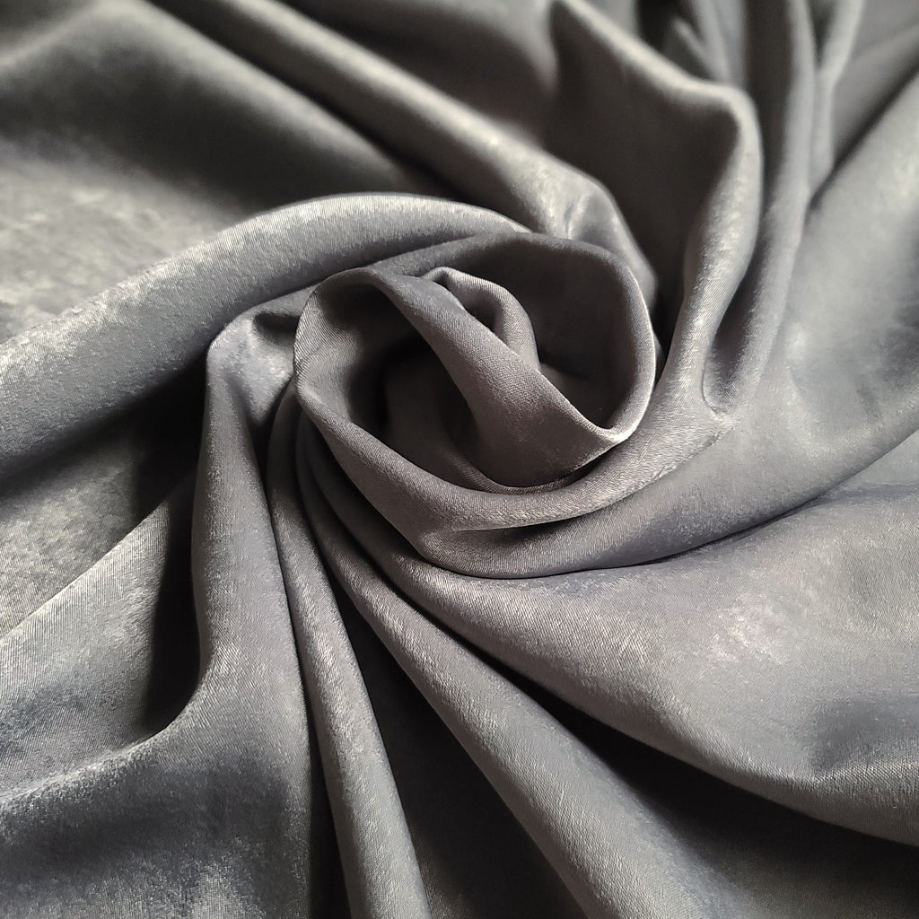 Mid Grey Silky Velvet Touch Satin Crepe Fabric