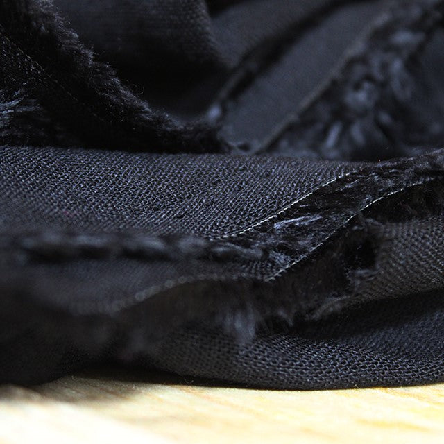 Black Viscose Slub Stretch Woven Fabric