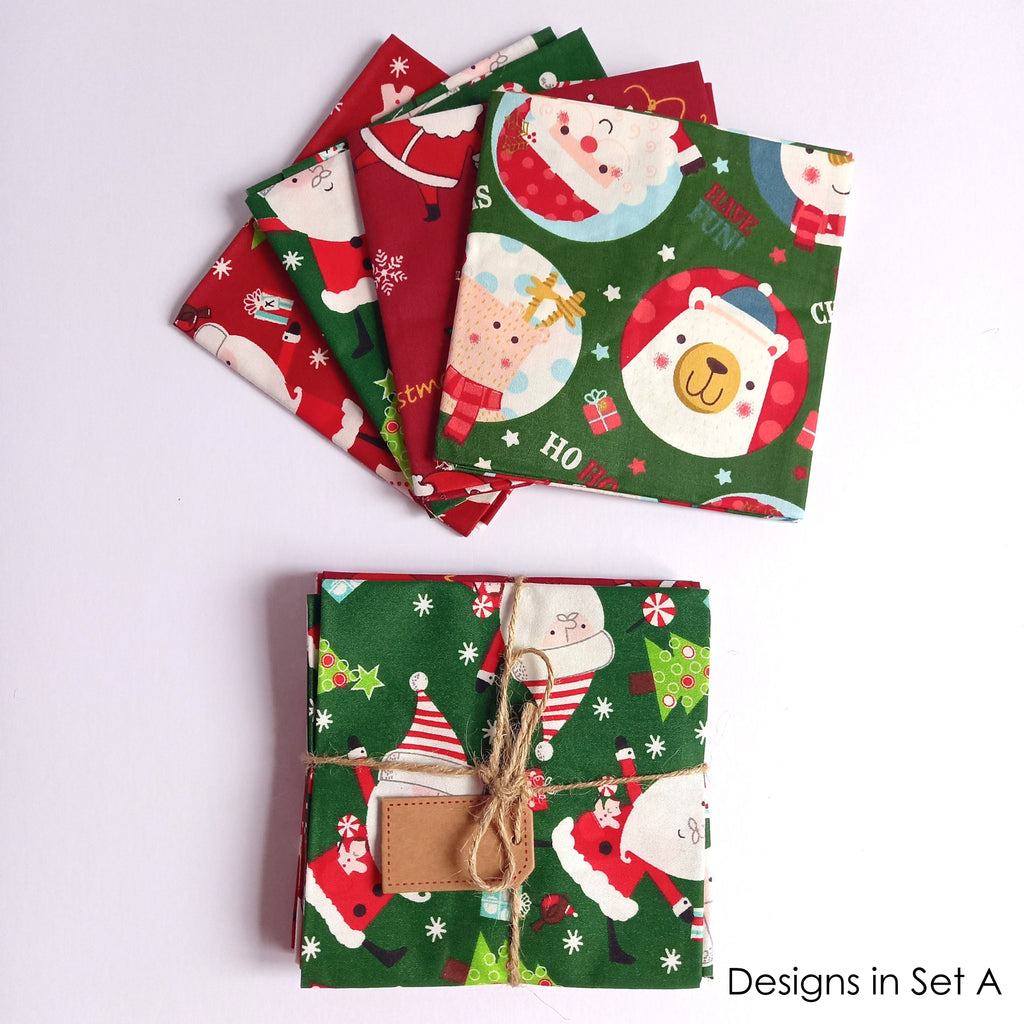 Christmas Fat Quarters Bundle Santa Theme - 4 or 8 Designs