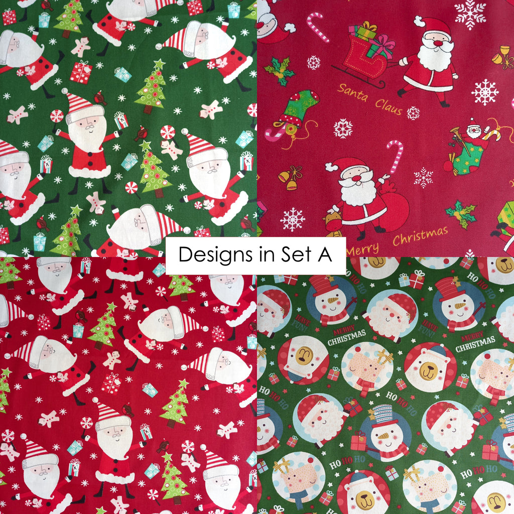 Christmas Fat Quarters Bundle Santa Theme - 4 or 8 Designs