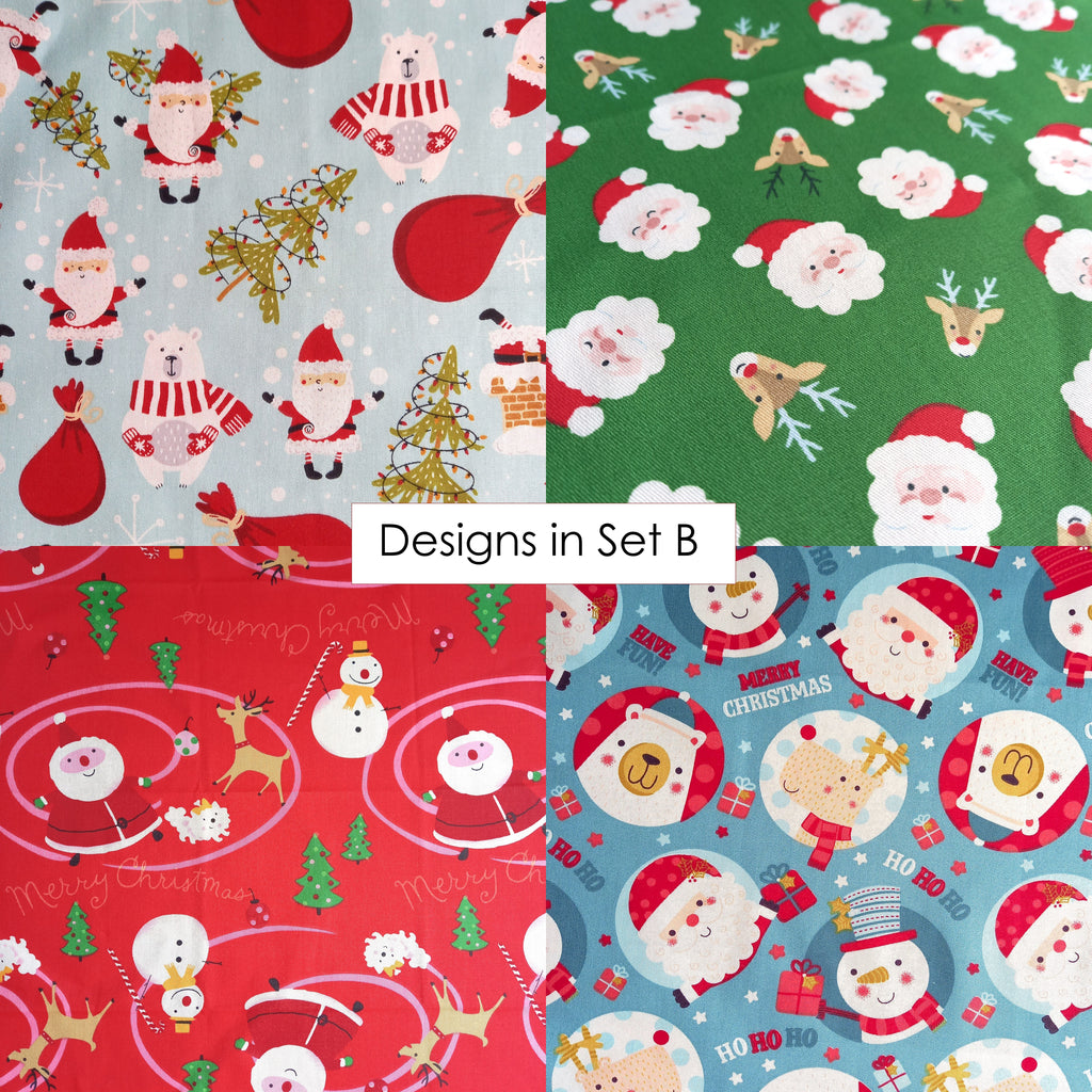 Christmas Fat Quarters Bundle Santa Theme - 4 or 8 Designs