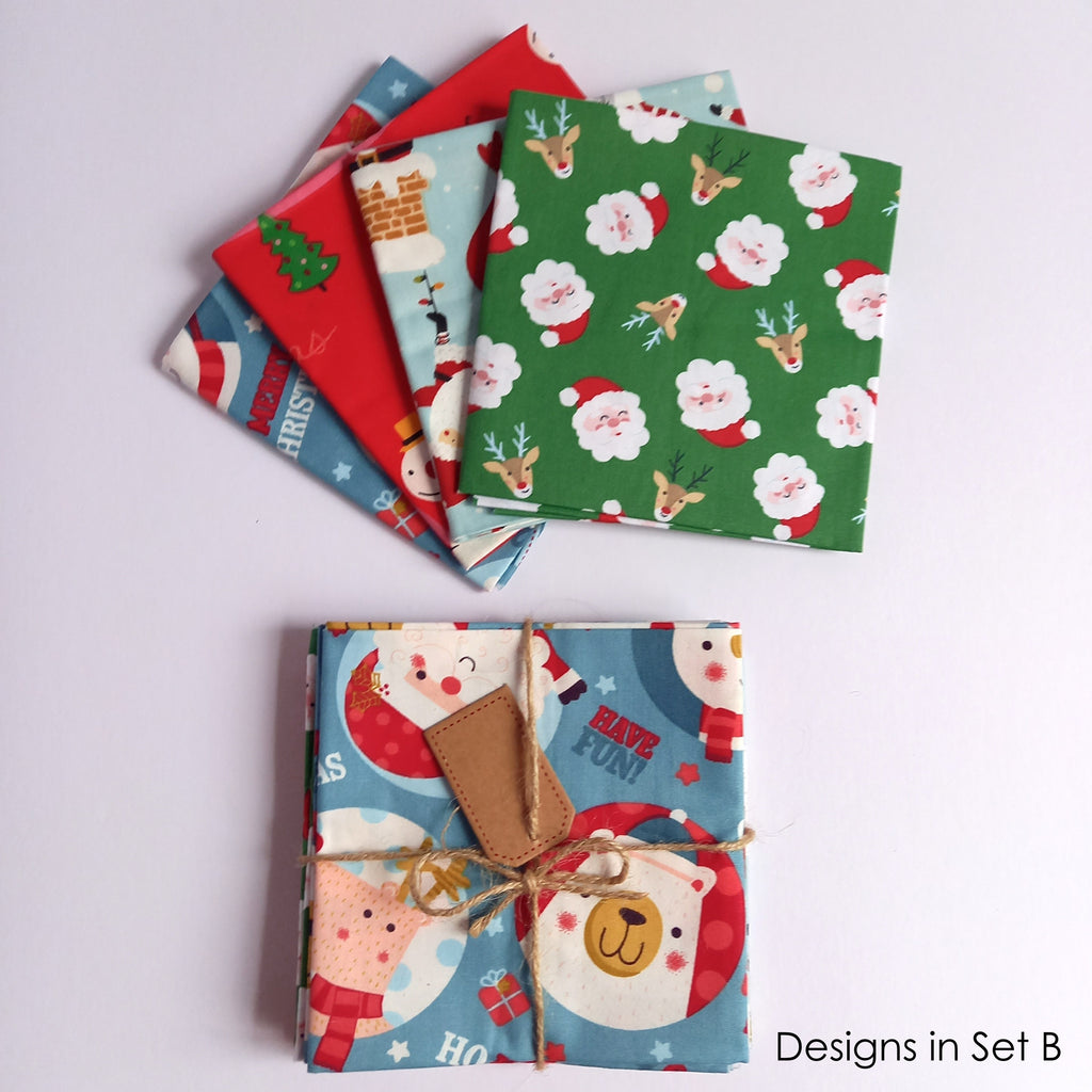 Christmas Fat Quarters Bundle Santa Theme - 4 or 8 Designs