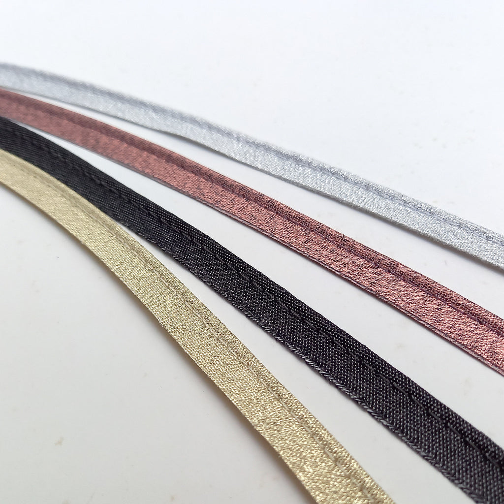 Glitter lurex 3mm wide insert flanged piping cord – 4 Colours