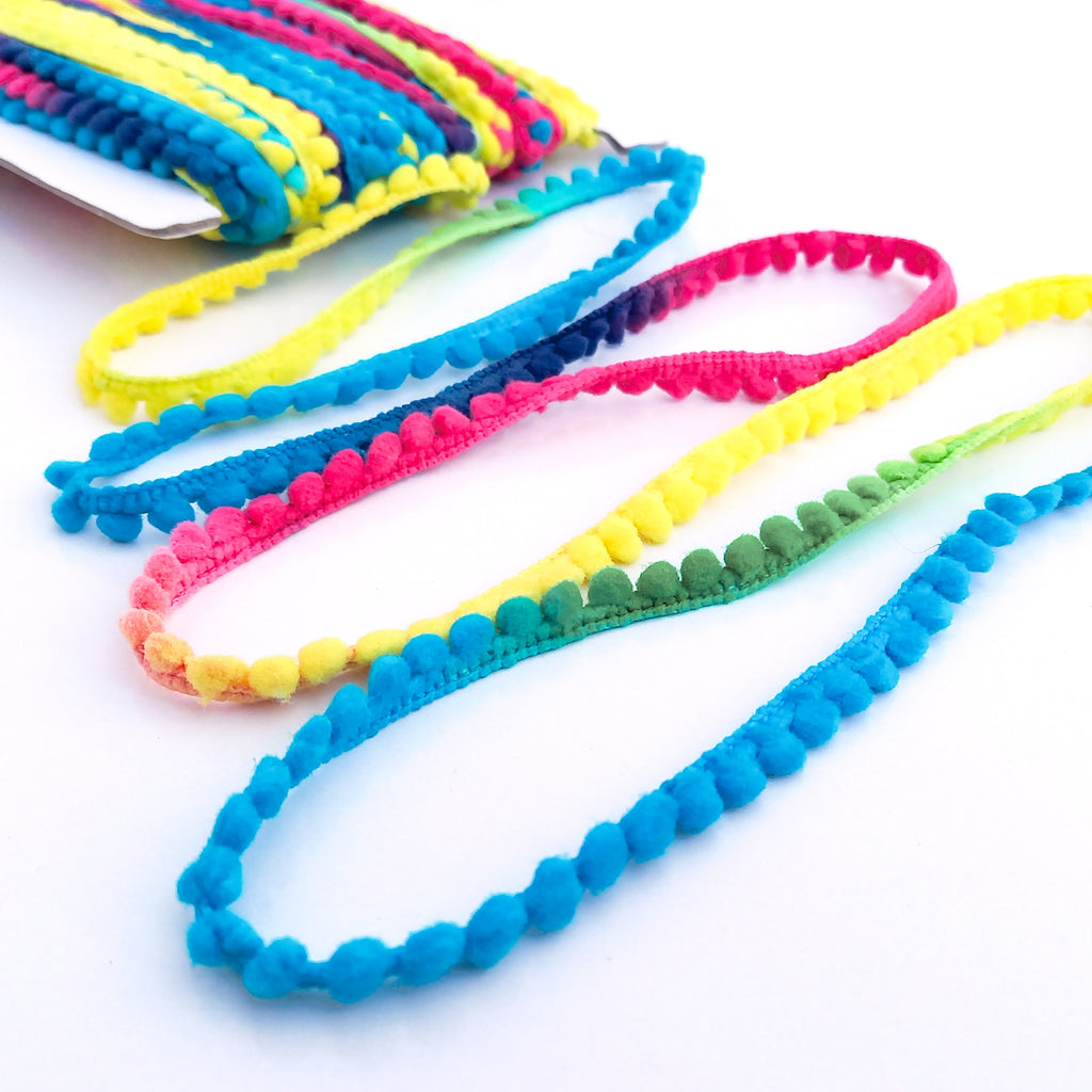 Dark Rainbow Ombre Mini Pom Pom Bobble Trim