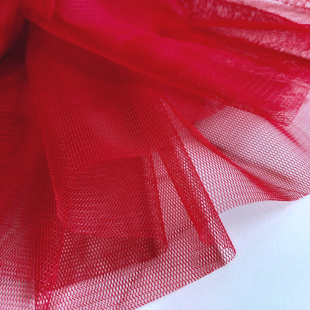 Soft Tulle Fabric 150cm Wide - Cherry Red