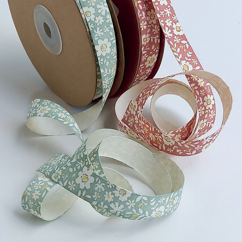 2 metres of Vintage Style Ribbon with a Floral Print - 15mm wide
