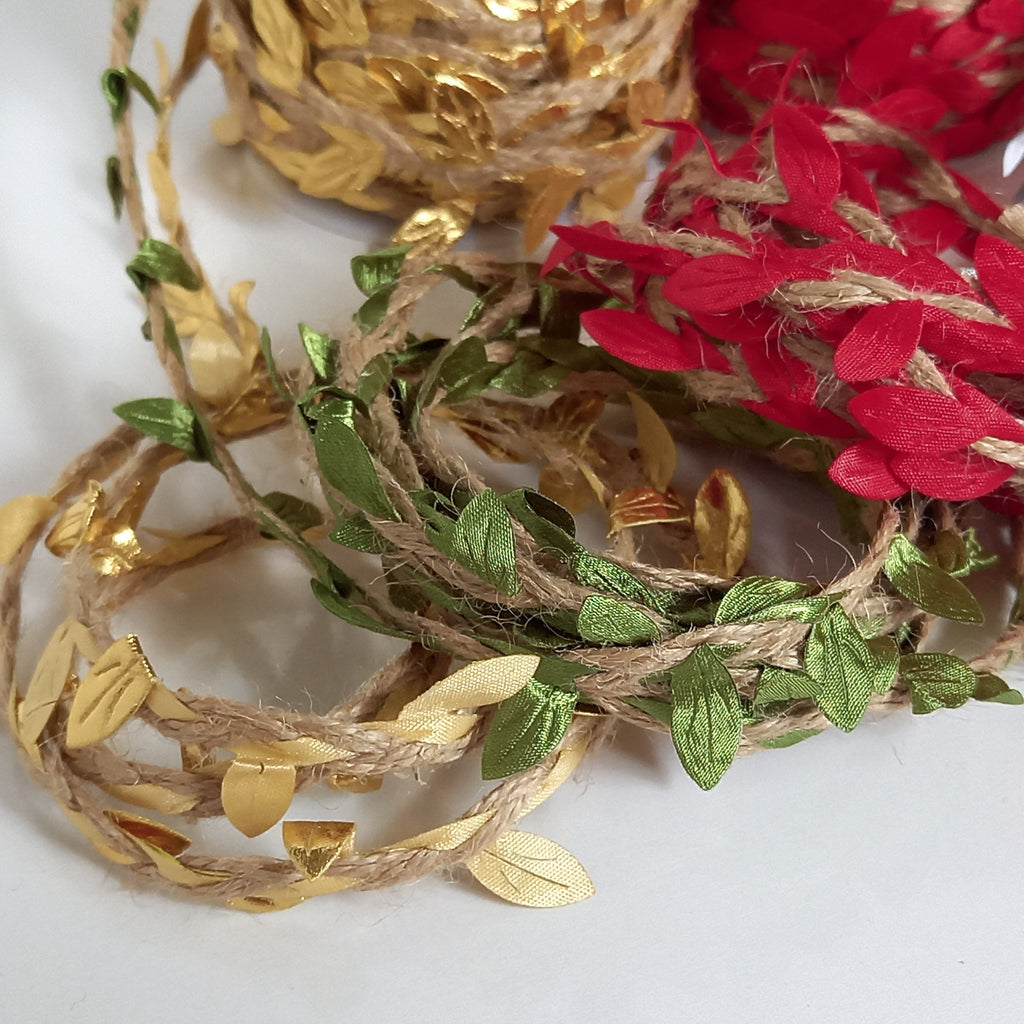Hessian Cord with Gold Leaves