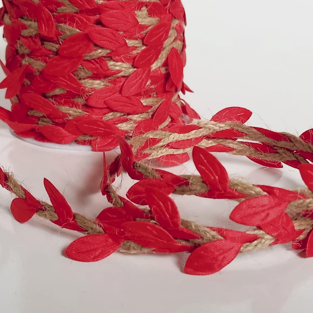 Hessian Cord with Red Leaves