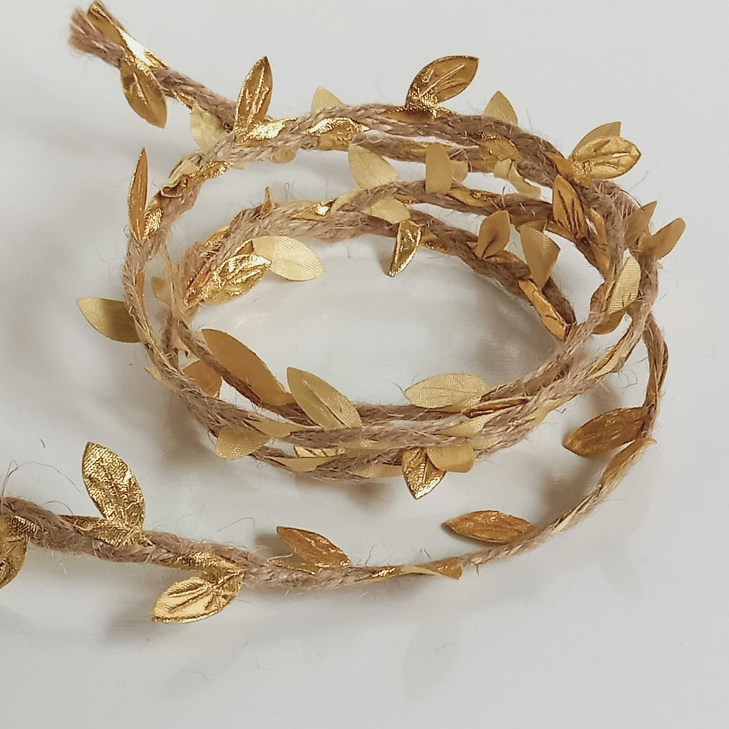 Hessian Cord with Gold Leaves
