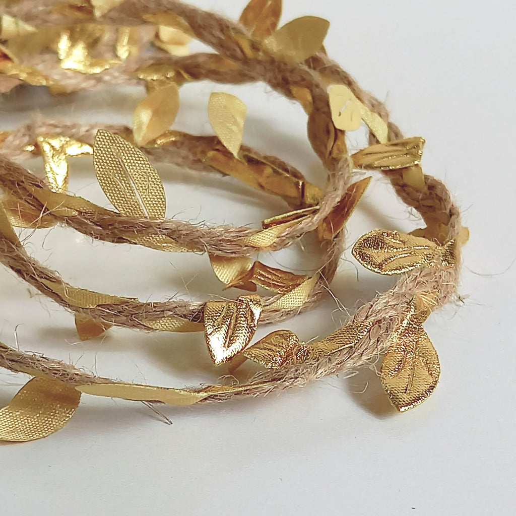 Hessian Cord with Gold Leaves