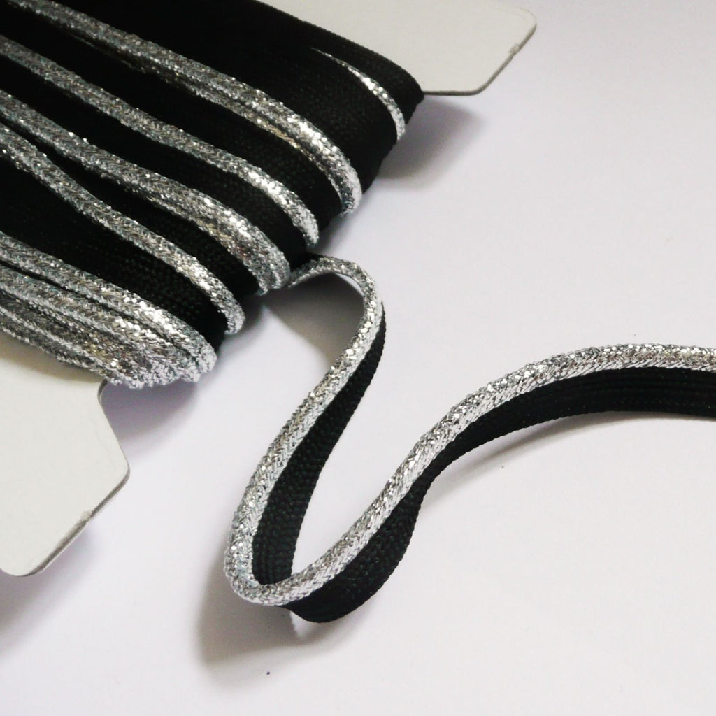 Flanged insert piping cord - Silver & Gold Metallic 4mm wide