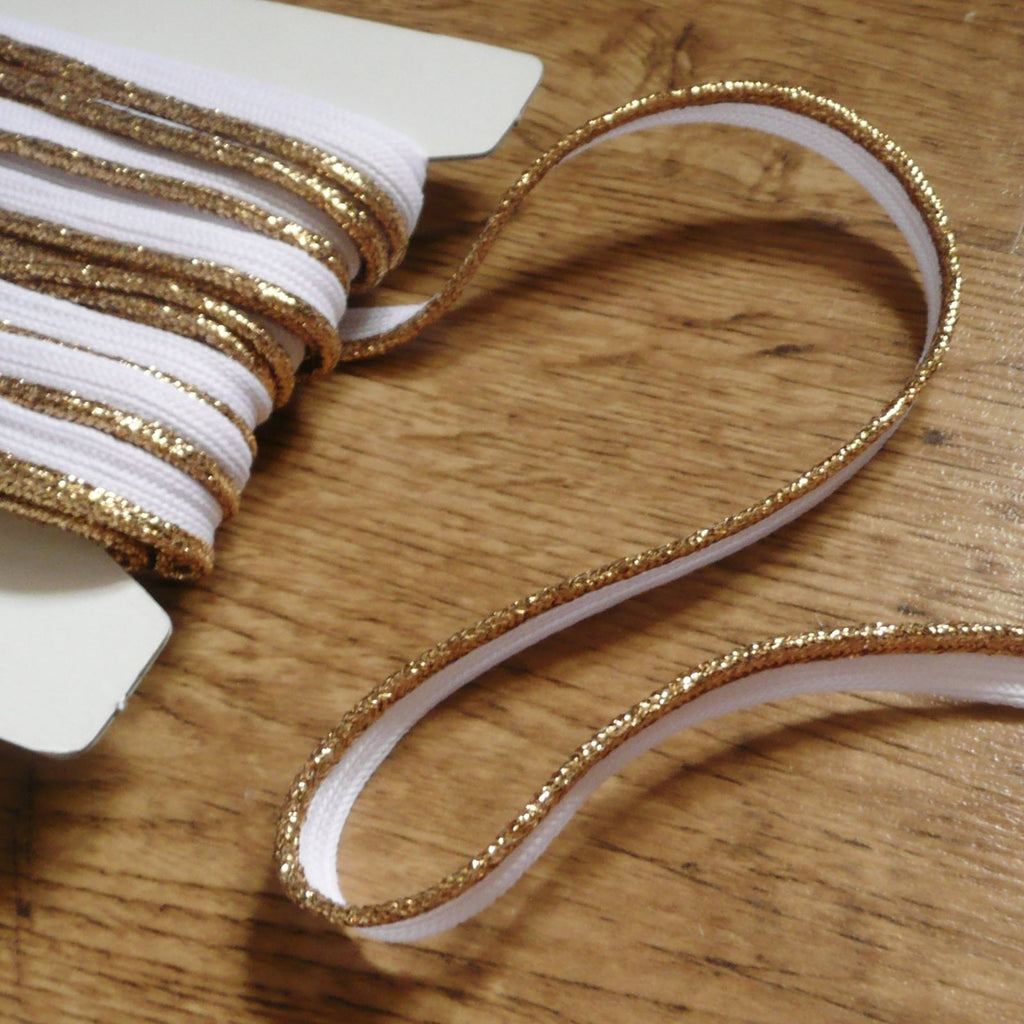 Flanged insert piping cord - Silver & Gold Metallic 4mm wide