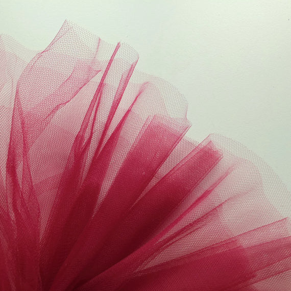 Burgundy Red 300cm Wide Fine Tulle Fabric