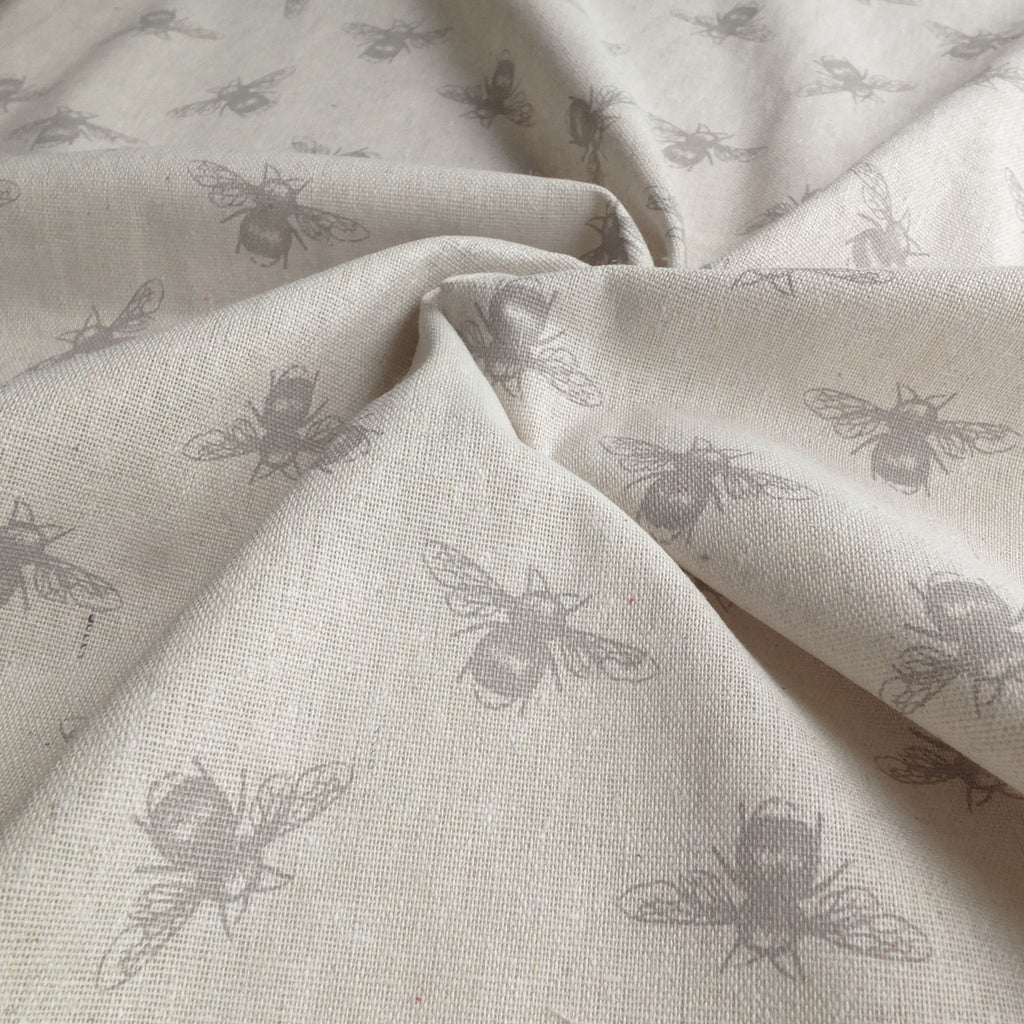 Muted Bee Print Linen Mix Canvas Fabric