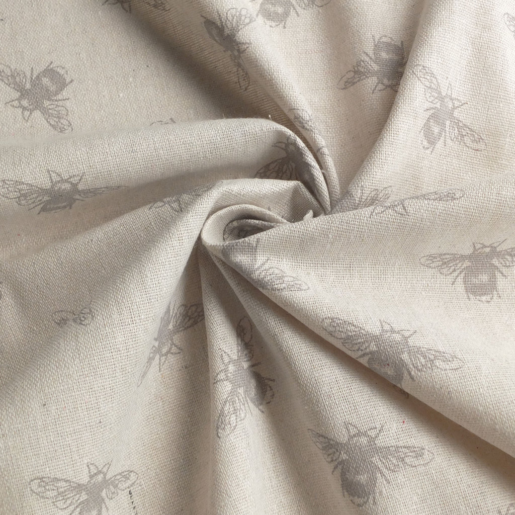 Muted Bee Print Linen Mix Canvas Fabric