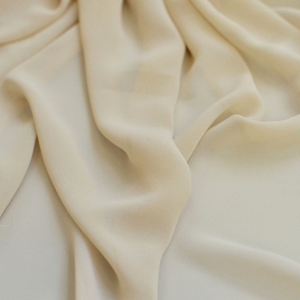 Antique Cream Beige Chiffon Fabric - Last Few Metres Remaining!