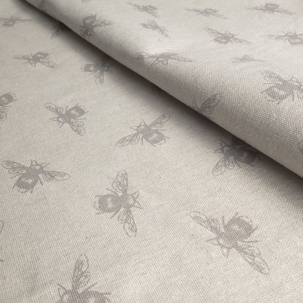 Muted Bee Print Linen Mix Canvas Fabric