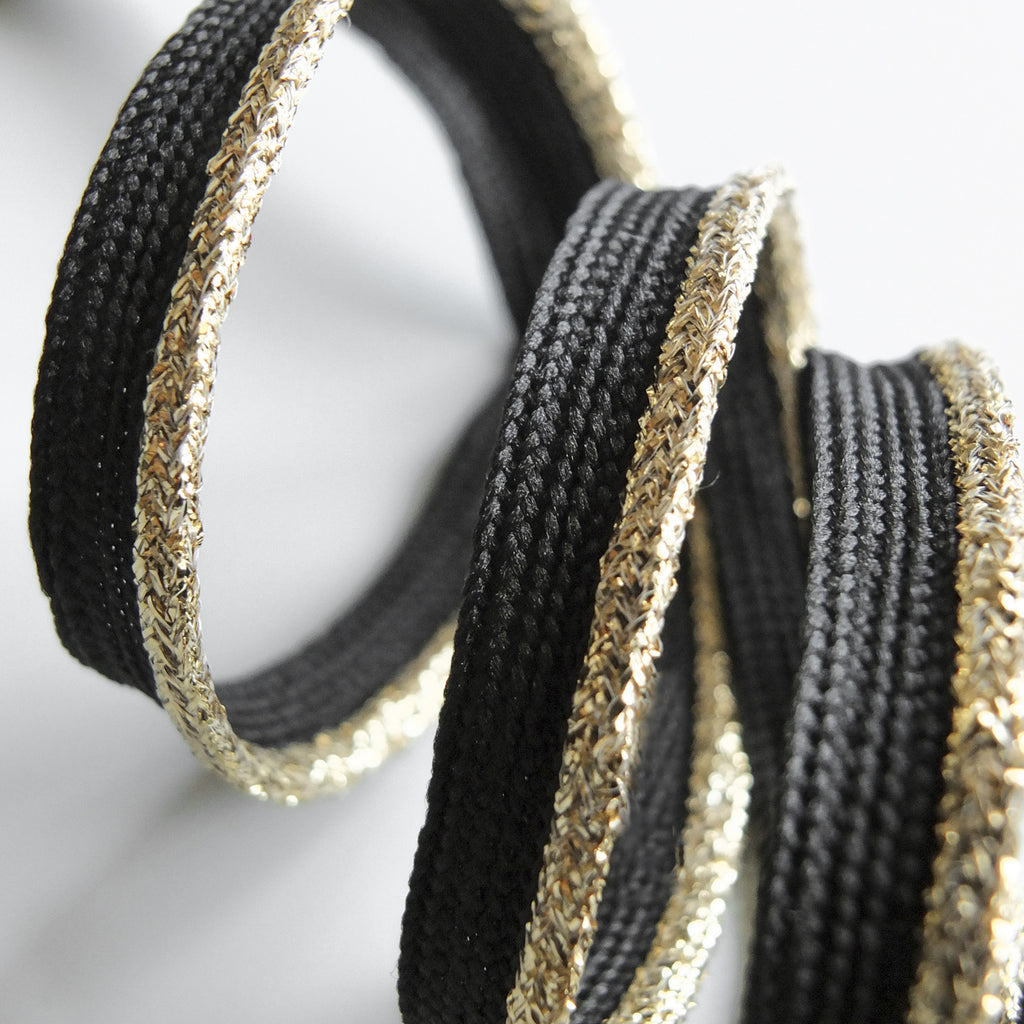 Flanged insert piping cord - Silver & Gold Metallic 4mm wide