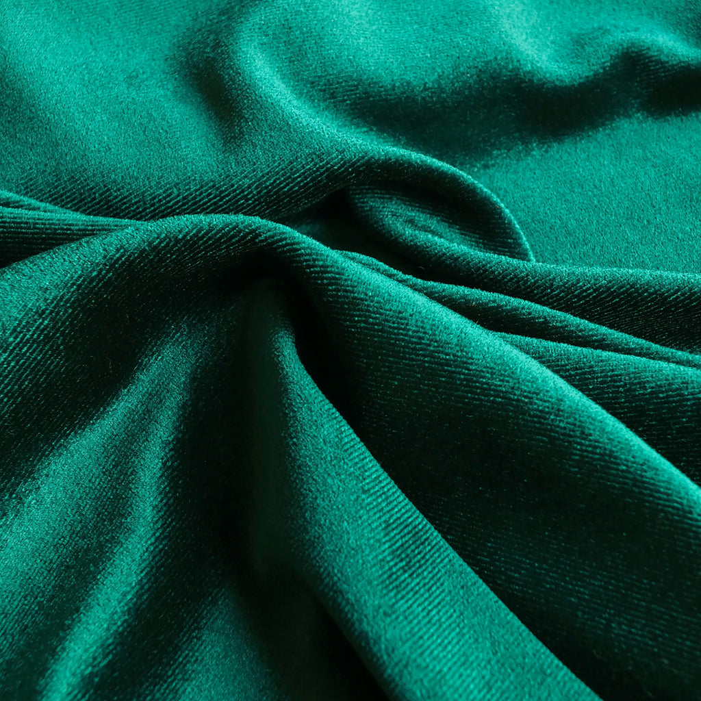 Bottle Green Soft Stretch Velvet Dress Fabric - Rich Knitted Velour