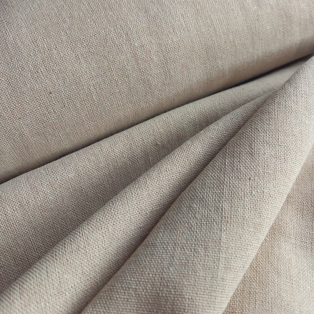 Plain Linen Mix Canvas Fabric - Natural