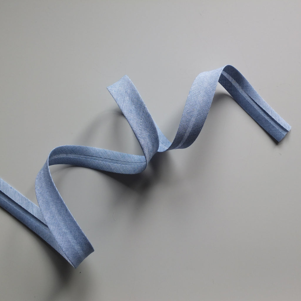 Chambray Light Denim Blue Bias Binding - 18mm wide