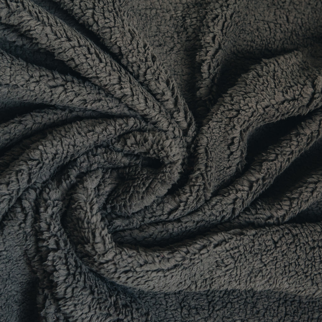 Sherpa Fleece Fabric - Dark Grey