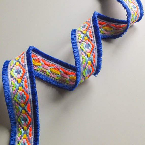Neon Double Edge Looped Fringe Trim - 11 Colour Options