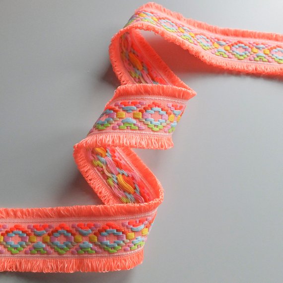 Neon Double Edge Looped Fringe Trim - 11 Colour Options