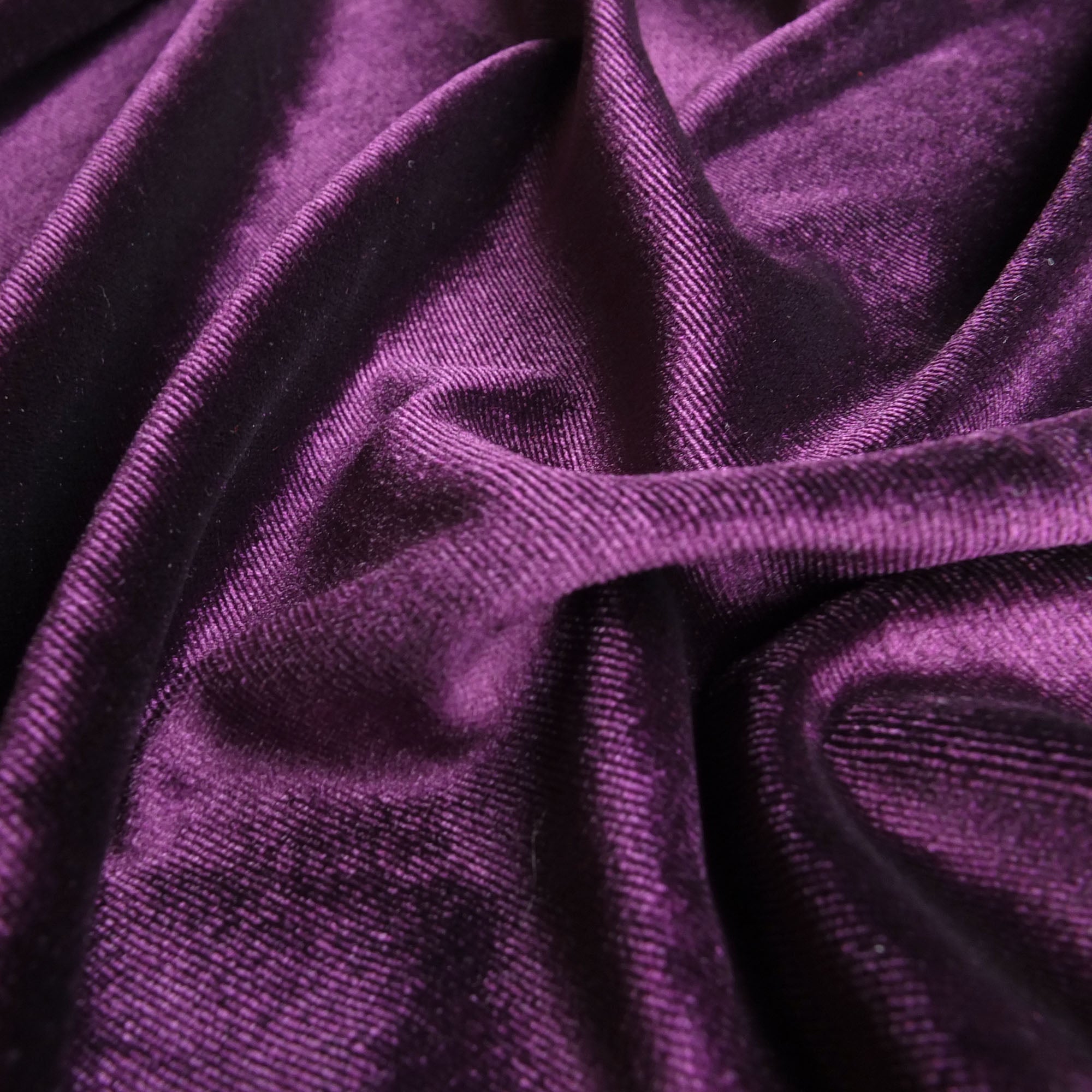 Purple Soft Stretch Velvet Dress Fabric Rich Plain Knitted