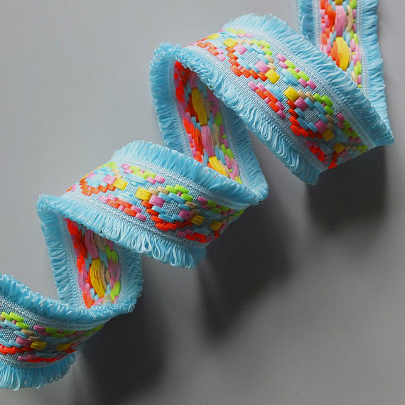 Neon Double Edge Looped Fringe Trim - 11 Colour Options