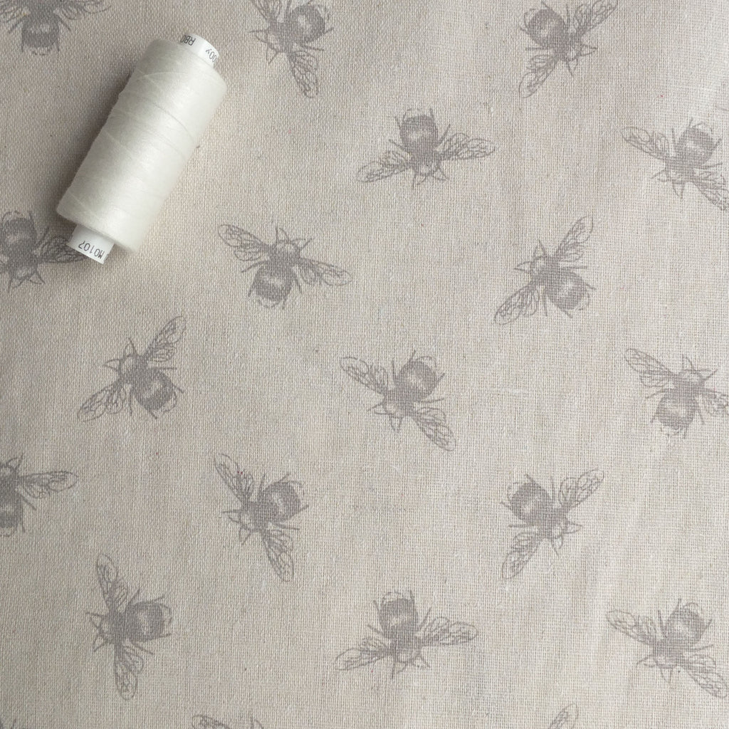 Muted Bee Print Linen Mix Canvas Fabric