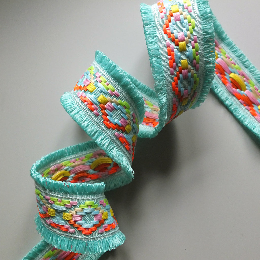 Neon Double Edge Looped Fringe Trim - 11 Colour Options