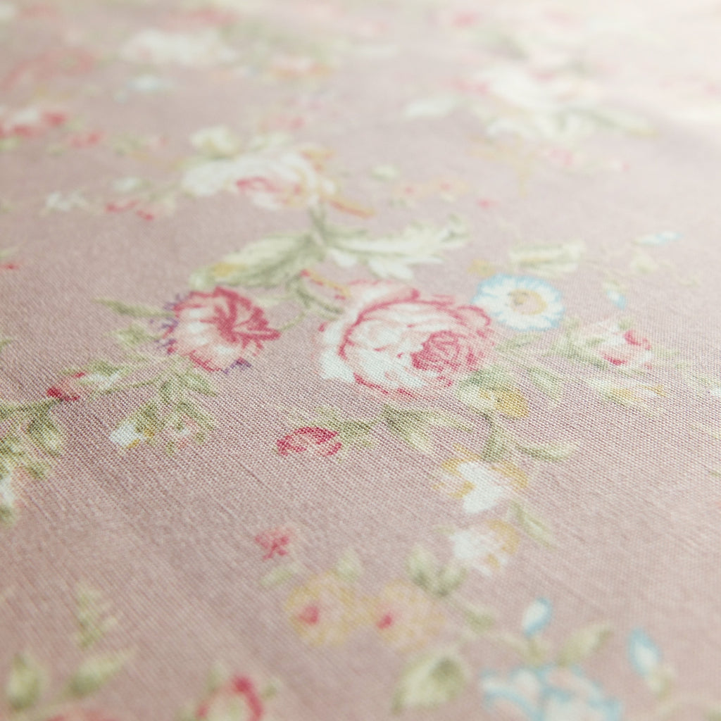 Dusky Pink Vintage Style Floral Print - 100% Cotton Poplin