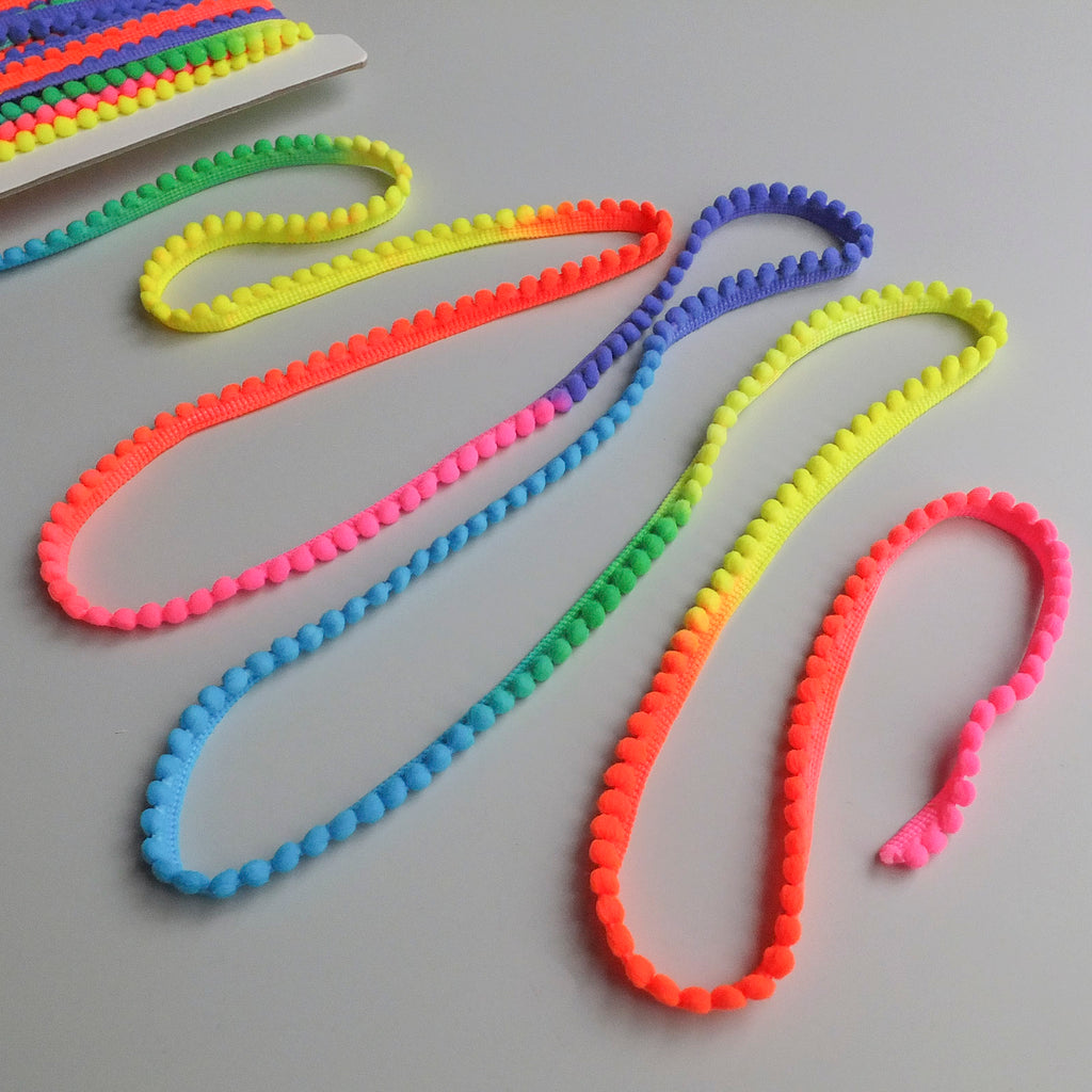 Rainbow Ombre Mini Pom Pom Bobble Trim