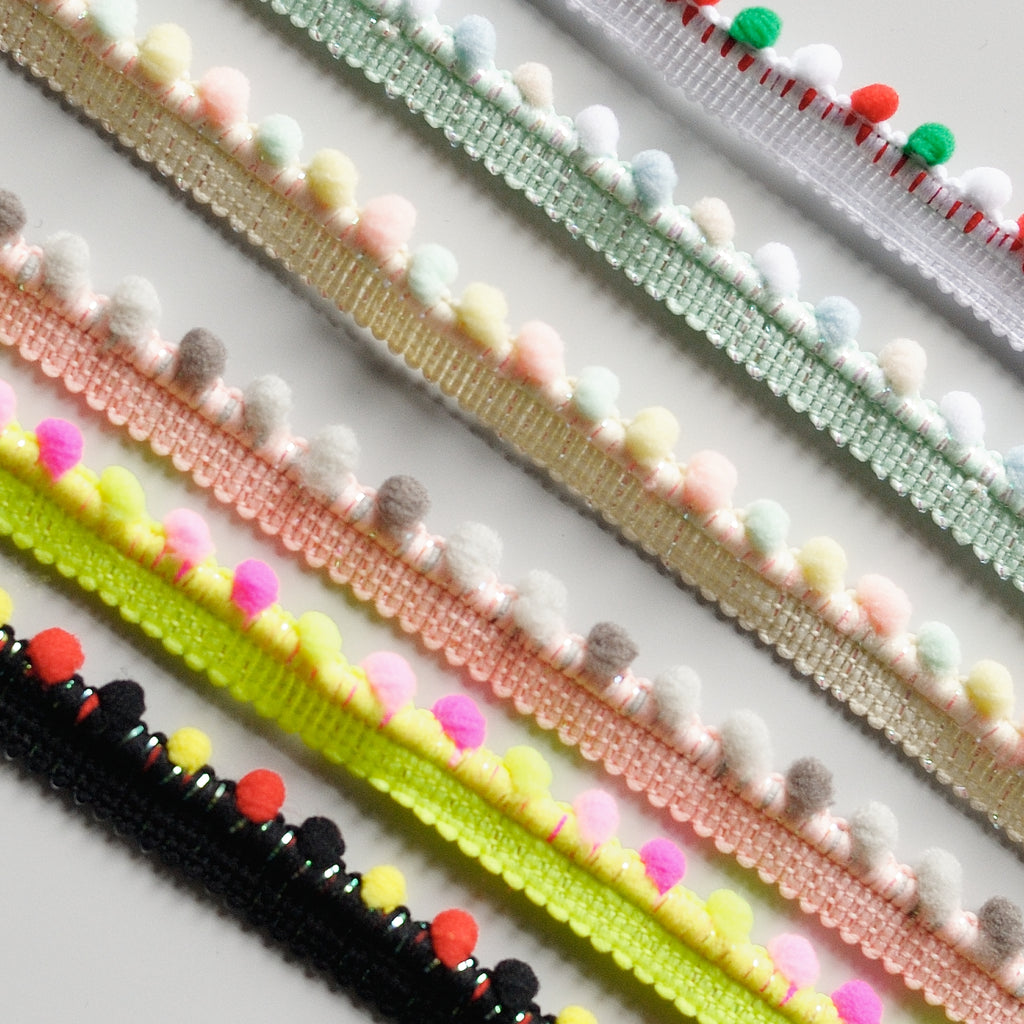 Mini Pom Pom Bobble Sparkle Trim - 6 colours