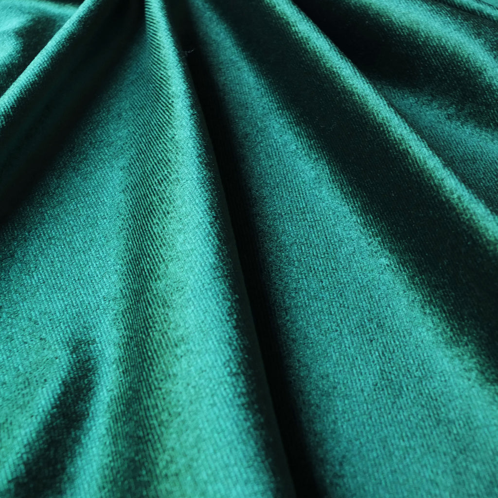 Bottle Green Soft Stretch Velvet Dress Fabric - Rich Knitted Velour